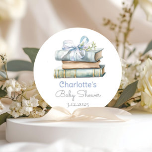 Storybook Nieuw Chapter Blauwe boog baby boy showe Ronde Sticker