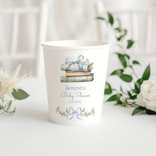 Storybook Nieuw Chapter Blue Bow babyshower voor j Papieren Bekers