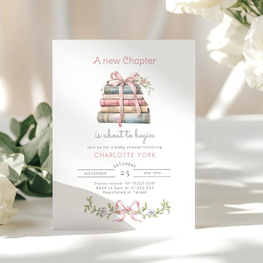 Storybook Nieuw Chapter Bow Baby meisje douche Kaart