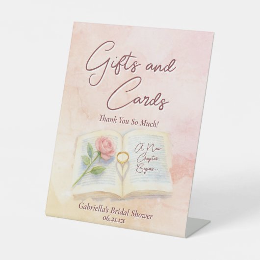 Storybook Nieuw Chapter Vrijgezellenfeest Geschenk Reclamebord Met Voetstuk (Voorkant)