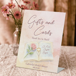 Storybook Nieuw Chapter Vrijgezellenfeest Geschenk Reclamebord Met Voetstuk