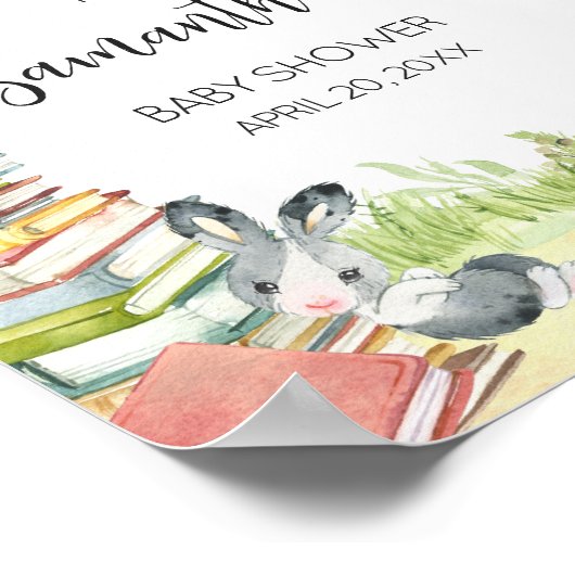 Storybook Nieuw hoofdstuk Baby shower Welkom Poster (Hoek)