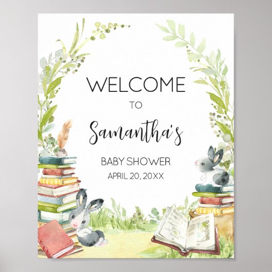 Storybook Nieuw hoofdstuk Baby shower Welkom Poster (Voorkant)