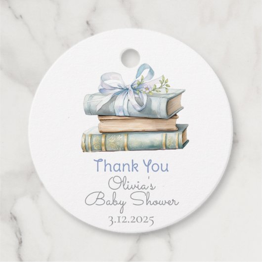 Storybook Nieuw Hoofdstuk Blauwe strik Dank je wel Bedankjes Labels (Voorkant)