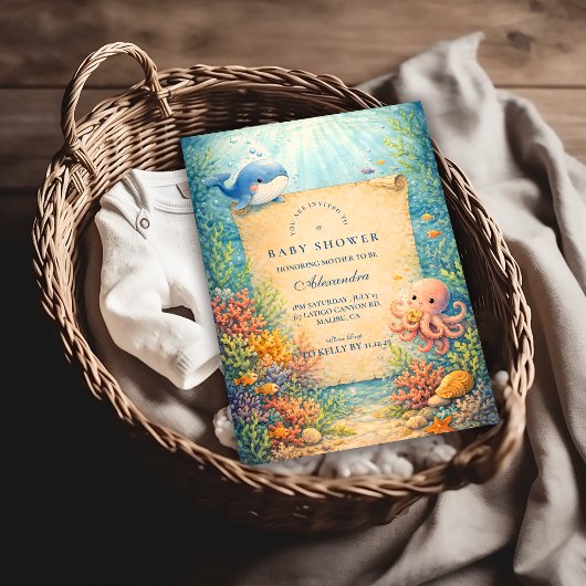 Storybook Ocean Friends Baby Shower Kaart