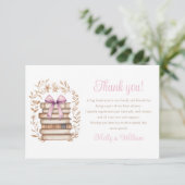 Storybook Pink Bow Baby Shower  Bedankkaart (Staand voorkant)