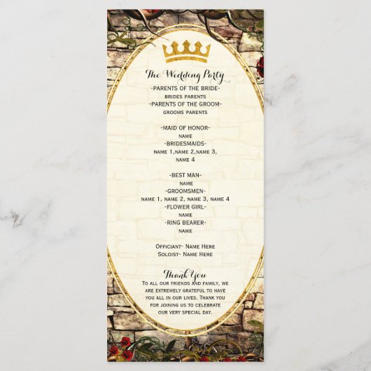 Storybook Princess Briar Roos Programma Programmakaart (Achterkant)