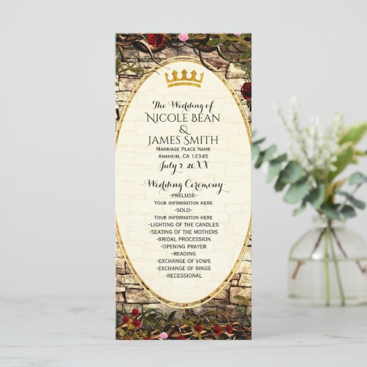 Storybook Princess  Briar Roos Programma Programmakaart (Staand voorkant)