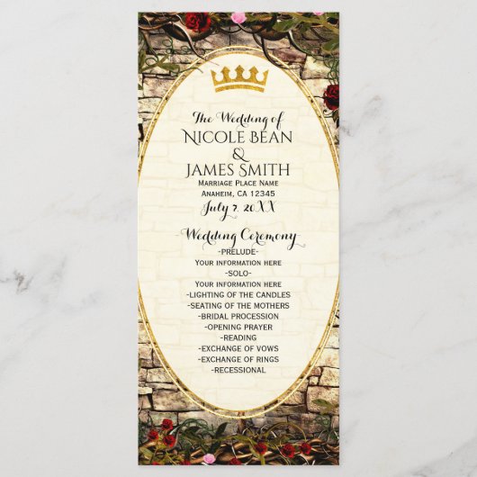 Storybook Princess  Briar Roos Programma Programmakaart (Voorkant)