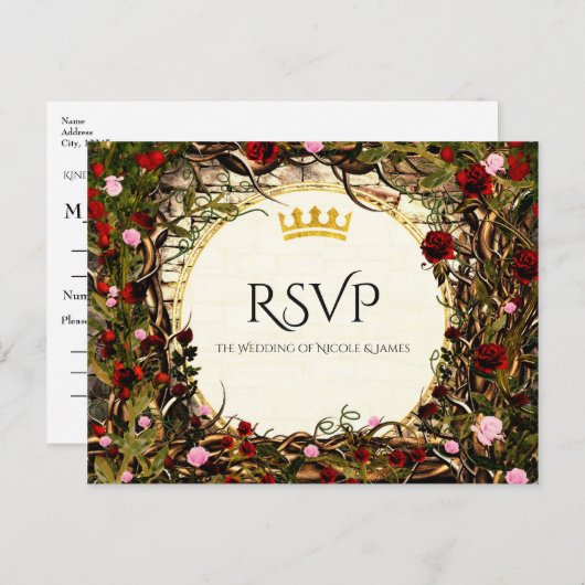 Storybook Princess Briar Roos RSVP Uitnodiging Briefkaart (Voorkant / Achterkant)