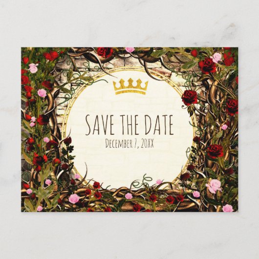 Storybook Princess  Briar Roos Save Date Aankondigingskaart (Voorkant)
