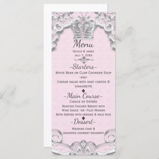 Storybook Princess Roze  Sprookjesmenu Menu (Voorkant / Achterkant)