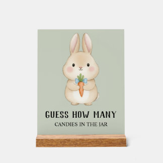 Storybook Rabbit “Guess How Many” Baby Shower Game Acryl Bord