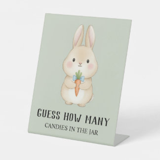 Storybook Rabbit “Guess How Many” Baby Shower Game Reclamebord Met Voetstuk