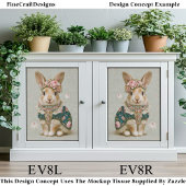 Storybook Rabbit in Floral Dress EV8L Decoupage Tissuepapier