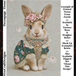 Storybook Rabbit in Floral Dress EV8R Decoupage Tissuepapier