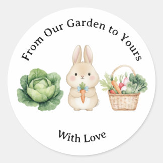 Storybook Rabbit Veggie Basket Baby Shower Favor Ronde Sticker