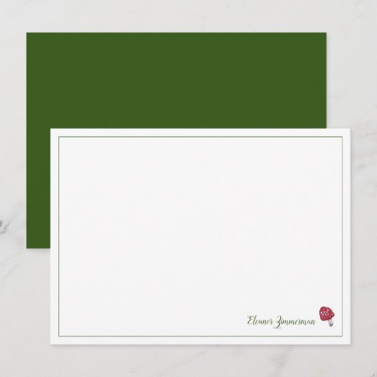 Storybook Red en Green Mushroom Flat Note Kaart (Voorkant / Achterkant)