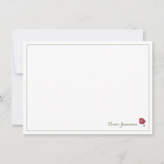 Storybook Red en Green Mushroom Flat Note Kaart (Voorkant)