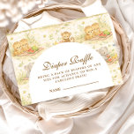Storybook Safari Animals Diapper Raffle Informatiekaartje<br><div class="desc">A sweet storybook-style safari design featuring gentle watercolor baby animals including lions, giraffes, and elephants surrounded by soft jungle greenery and delicate botanical details. The warm neutral palette of cream, honey gold, and soft olive creates a timeless nature-inspired aesthetic, while the elegant arched layout leaves beautiful space for personalized event...</div>