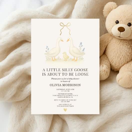 Storybook Silly Goose Baby Shower Invitation Kaart