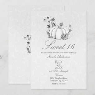 Storybook Silver White Pumpkin Fairy Tale Sweet 16 Kaart