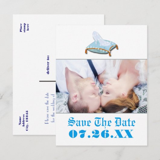 Storybook Sprookje Huwelijksfoto Save the Date Aankondigingskaart (Voorkant / Achterkant)