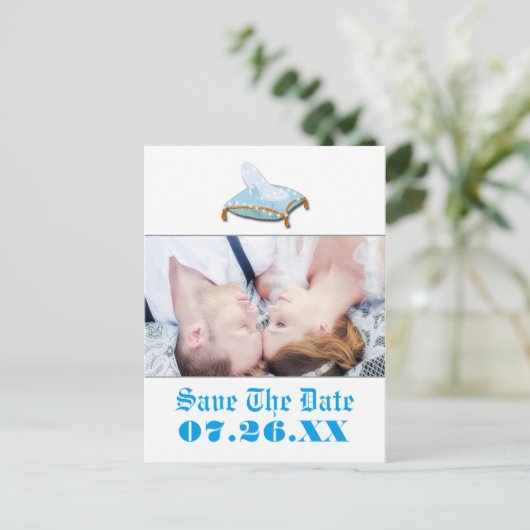 Storybook Sprookje Huwelijksfoto Save the Date Aankondigingskaart (Staand voorkant)