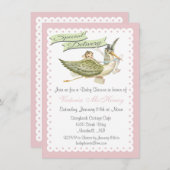 Storybook Stork Baby Shower-uitnodigingen Kaart (Voorkant / Achterkant)