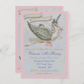  Storybook Stork Baby Shower-uitnodigingen Kaart (Voorkant / Achterkant)