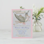  Storybook Stork Baby Shower-uitnodigingen Kaart (Staand voorkant)