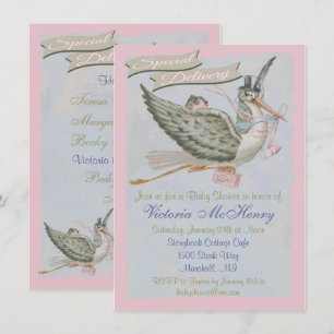 Storybook Stork Baby Shower-uitnodigingen Kaart
