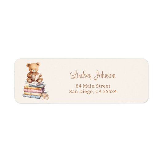 Storybook Teddy Bear Baby Shower Return Address Etiket (Voorkant)