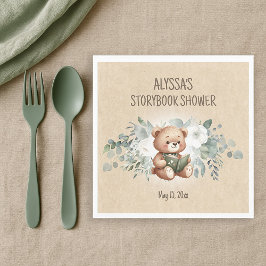 Storybook Teddy Bear Greenery Baby shower Welkom Servet
