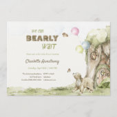 Storybook Treehouse Bearly Wait Baby Shower Kaart (Voorkant)
