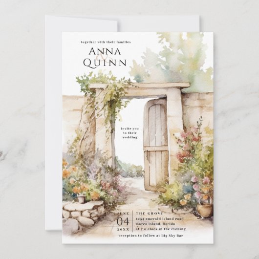 Storybook Tuin Villa Bruiloft Kaart (Voorkant)