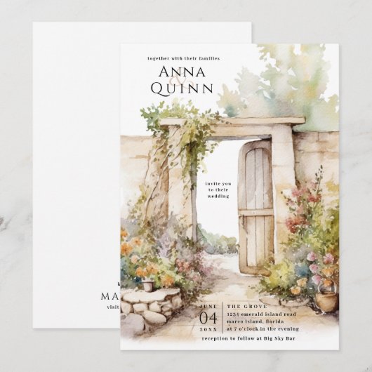 Storybook Tuin Villa Bruiloft Kaart (Voorkant / Achterkant)