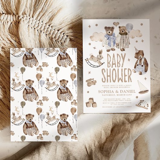 Storybook Whimsical Beren Joint Baby shower Kaart