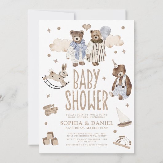 Storybook Whimsical Beren Joint Baby shower Kaart (Voorkant)