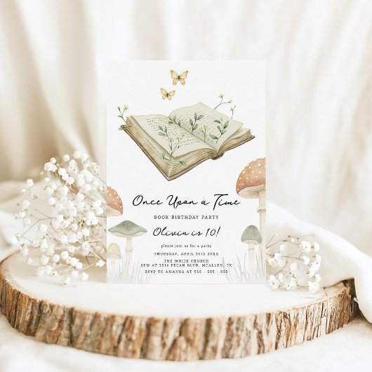 Storybook Whimsical Watercolor Boek Verjaardag Kaart