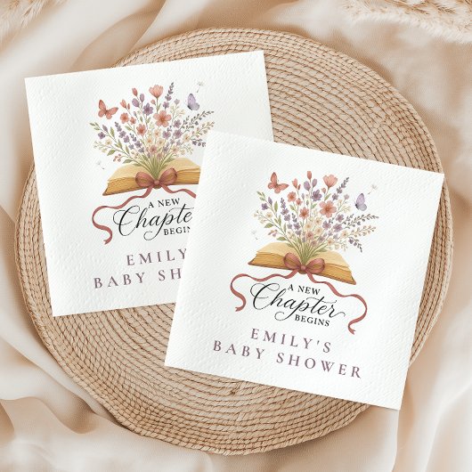 Storybook Wildflowers Waterverf Baby shower Servet