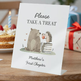 Storybook Woodland Animals Take A Treat  Reclamebord Met Voetstuk