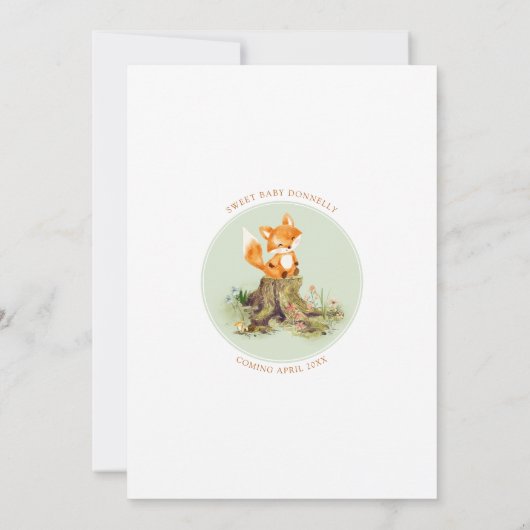 Storybook Woodland Fox Baby BBQ Douche Kaart (Achterkant)