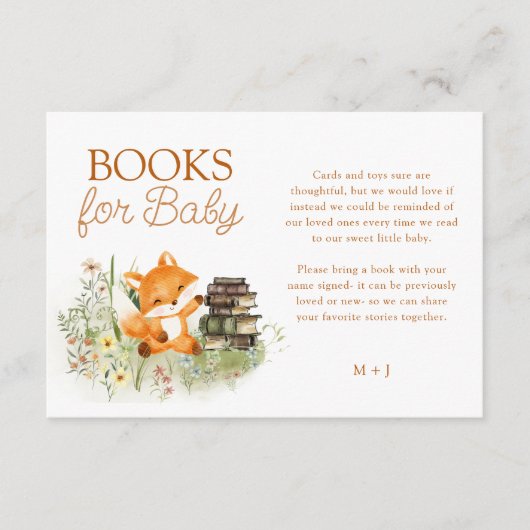 Storybook Woodland Fox Baby shower Boekaanvraag Informatiekaartje (Voorkant)