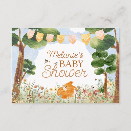 Storybook Woodland Fox Baby shower Boekaanvraag Informatiekaartje (Achterkant)