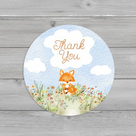 Storybook Woodland Fox Baby shower Dank u Ronde Sticker