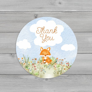 Storybook Woodland Fox Baby shower Dank u Ronde Sticker