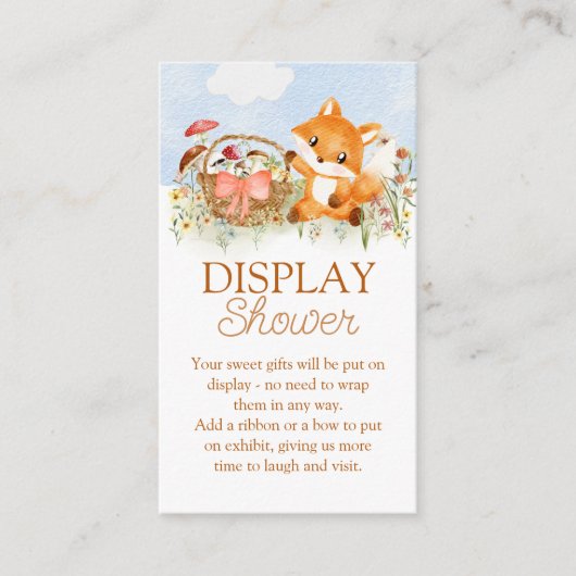 Storybook Woodland Fox Baby shower Display Douche Informatiekaartje (Voorkant)