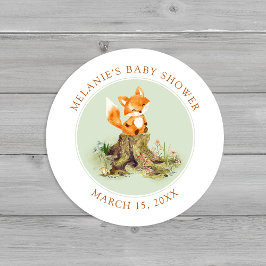 Storybook Woodland Fox Baby shower Envelope Seals Ronde Sticker