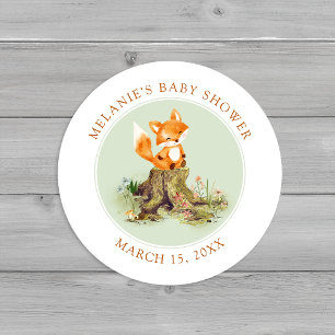 Storybook Woodland Fox Baby shower Envelope Seals Ronde Sticker